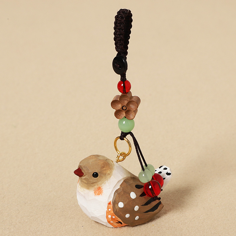 Wood carving small pearl bird-peach wood plum blos