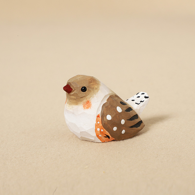 5:Wood carving small pearl bird-ornament style