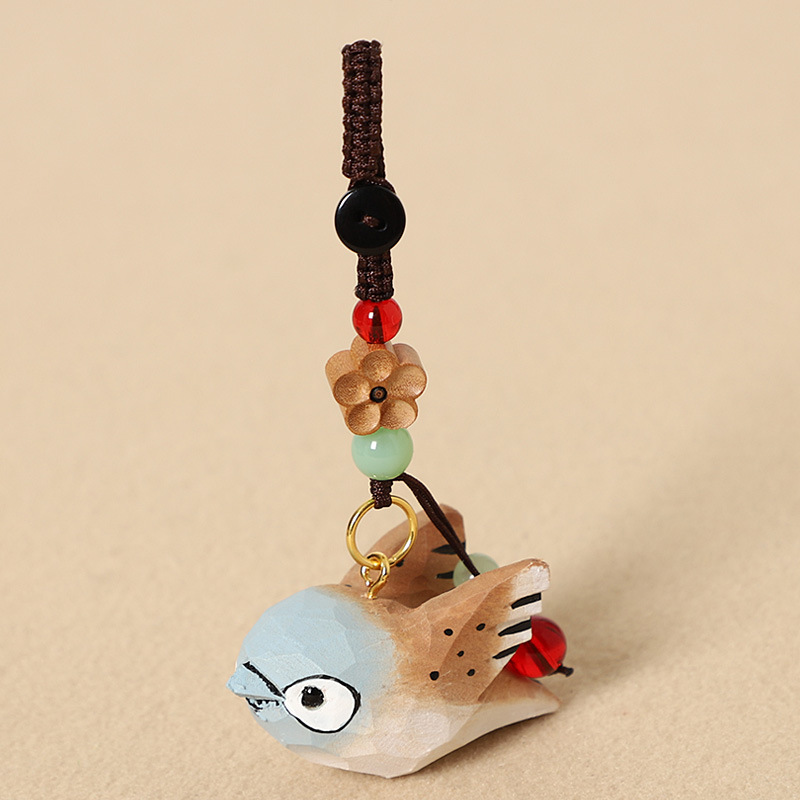 Wood Carving: Brown Bird with Spreading Wings - Pe