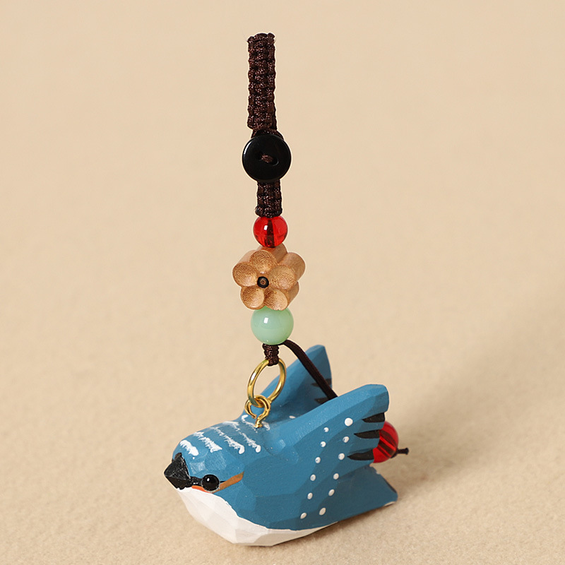 Wood Carving: Blue Bird with Spreading Wings - Pea