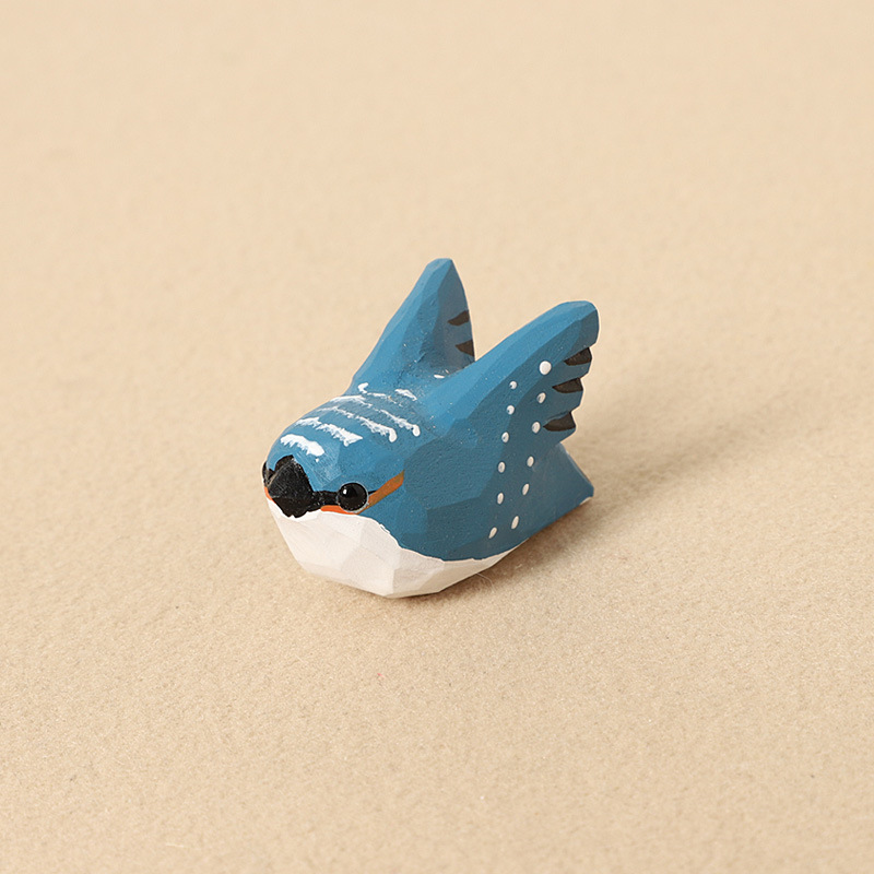 13:Wood Carving Blue Bird with Spreading Wings - Decorative Item