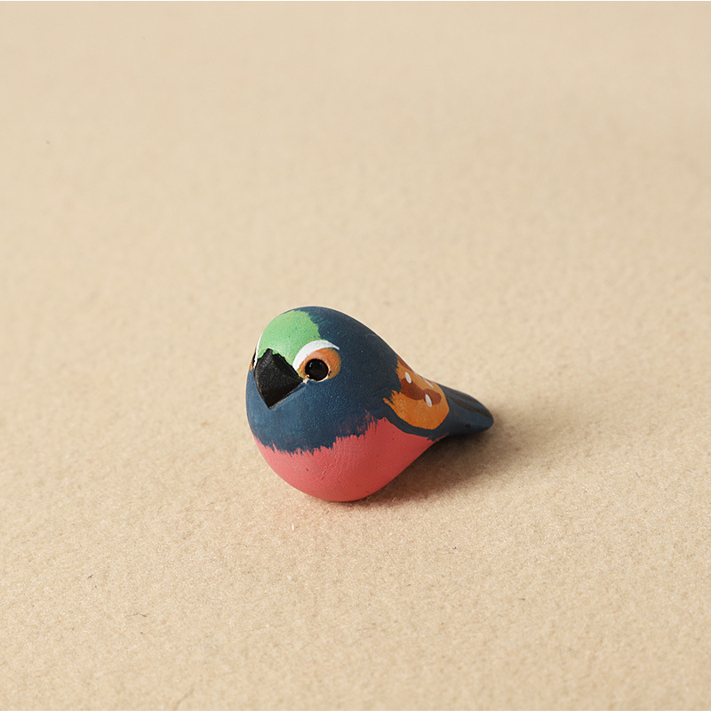 13:Wood carving blue and green sparrow - individual ornament