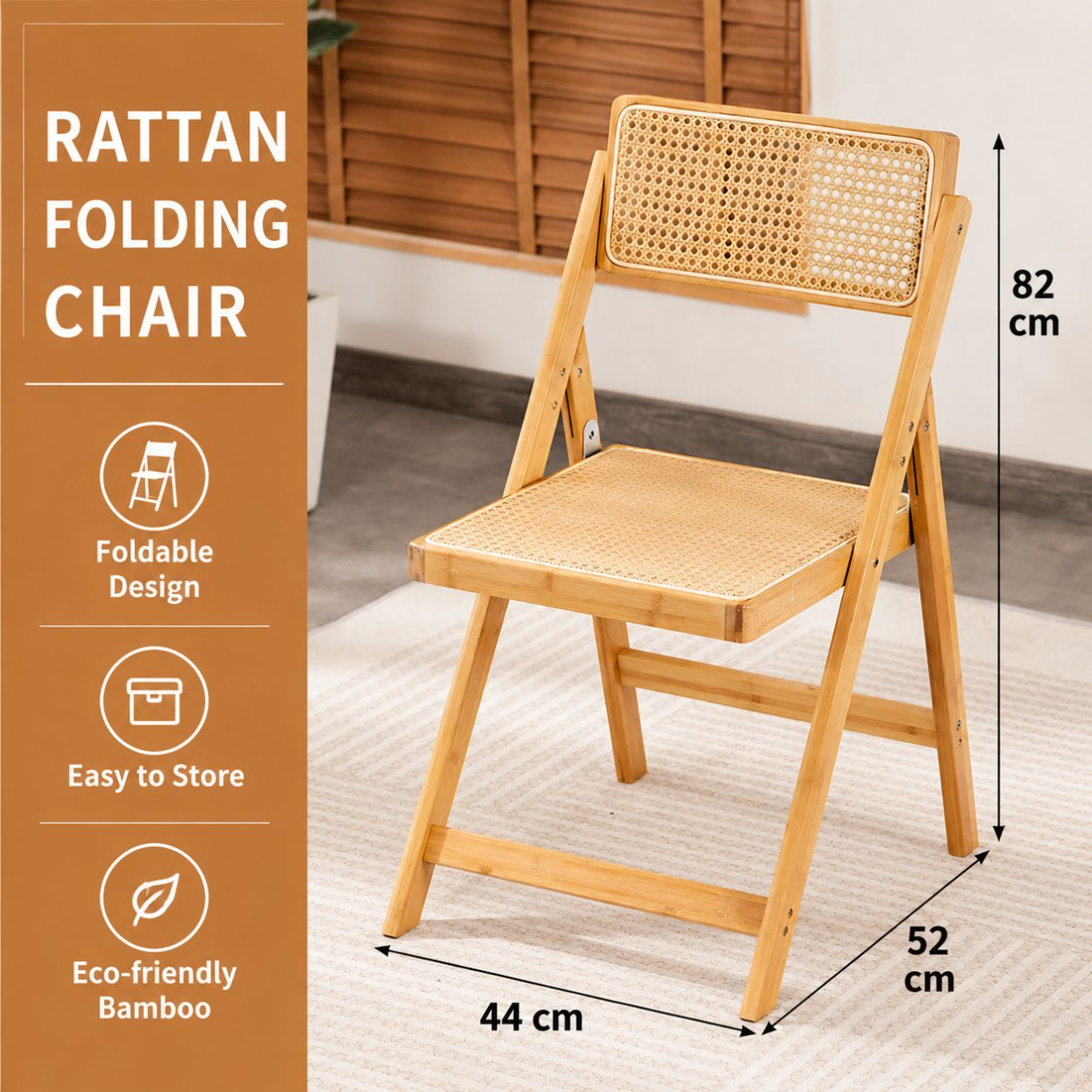 Original color folding rattan chair
