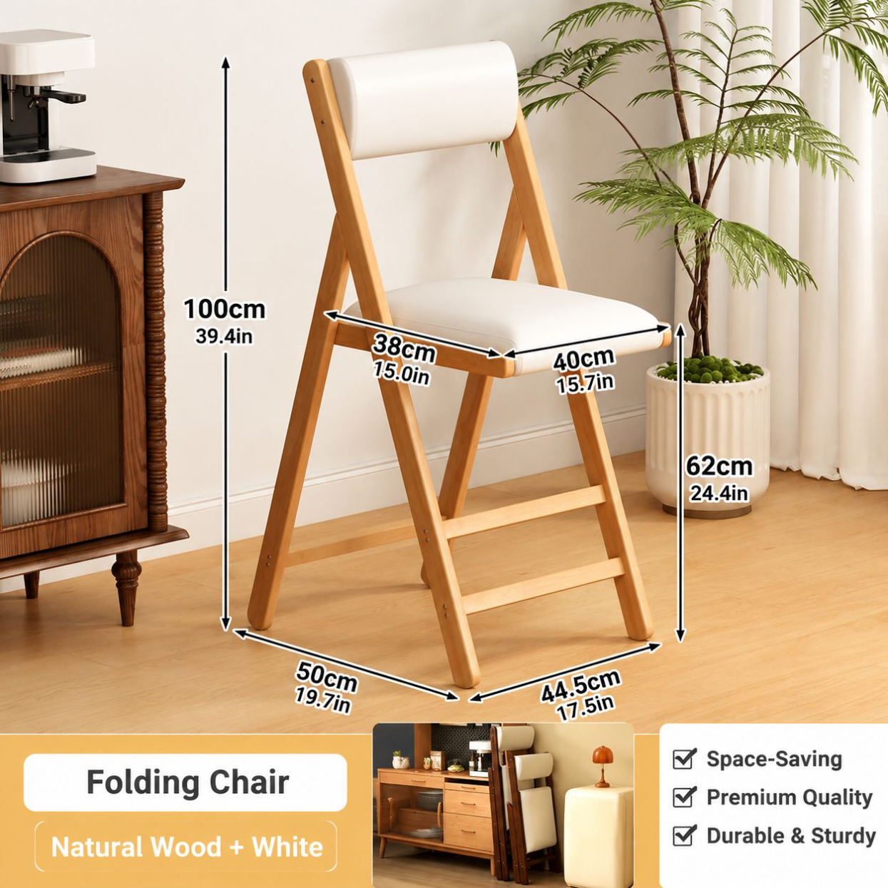 Nakajima chair 62 - original color folding chair - white cushion