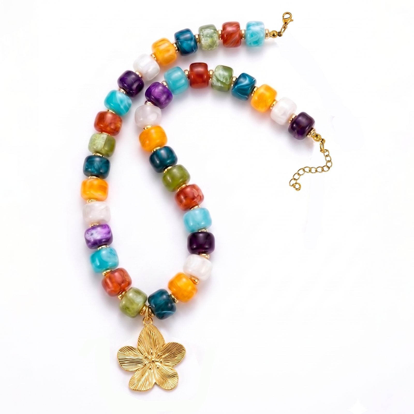 1:Flower pendant dopamine beaded necklace