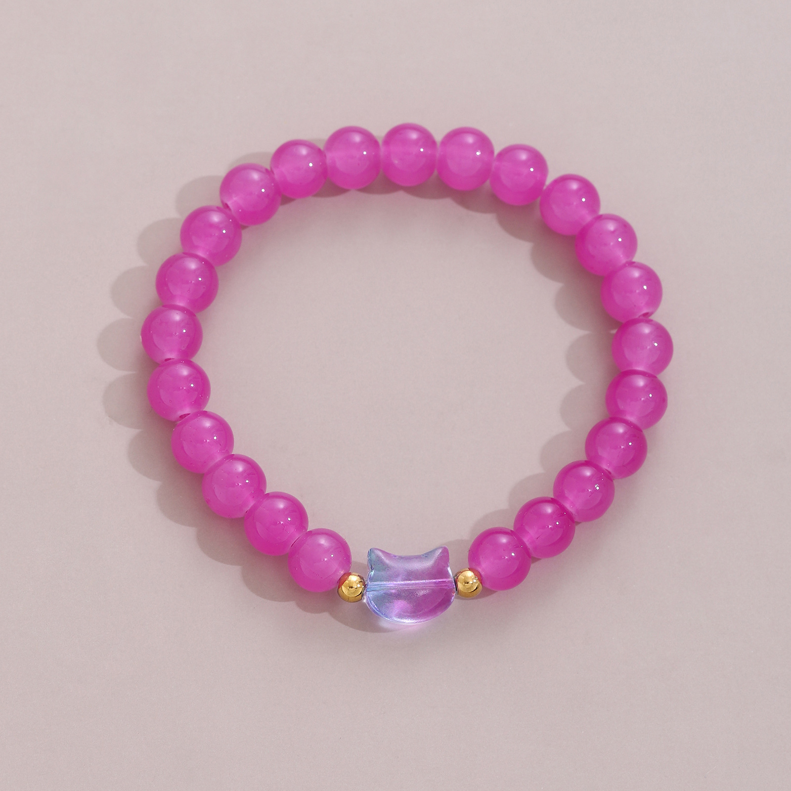 2:1 piece kitten beaded bracelet purple
