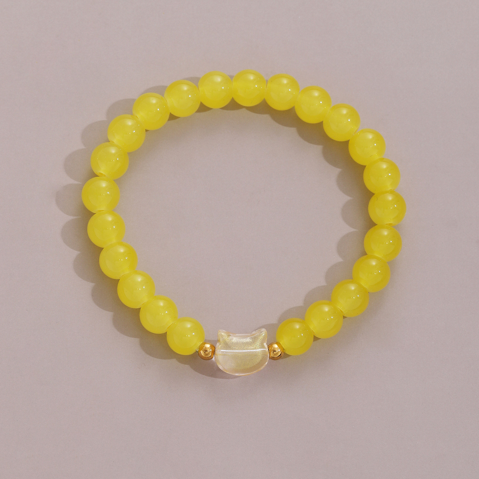 6:1 piece kitten beaded bracelet yellow
