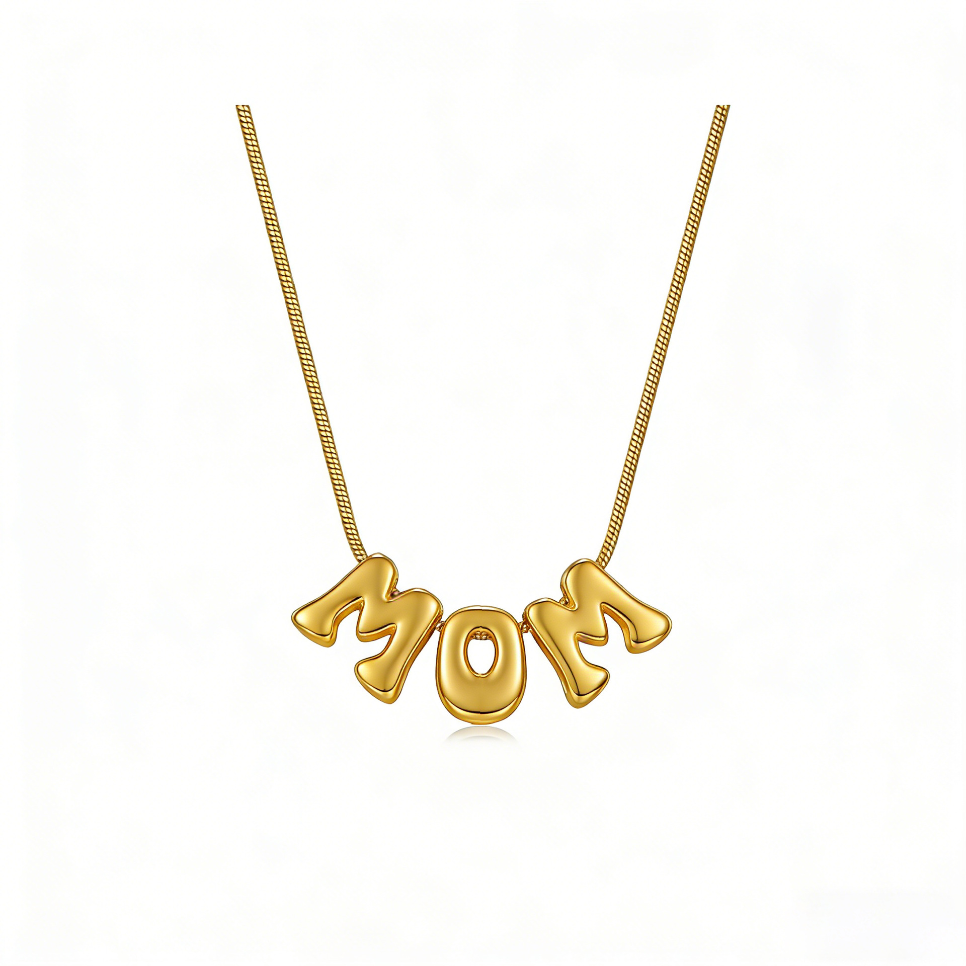 1:Glossy bubble mom snake bone necklace gold