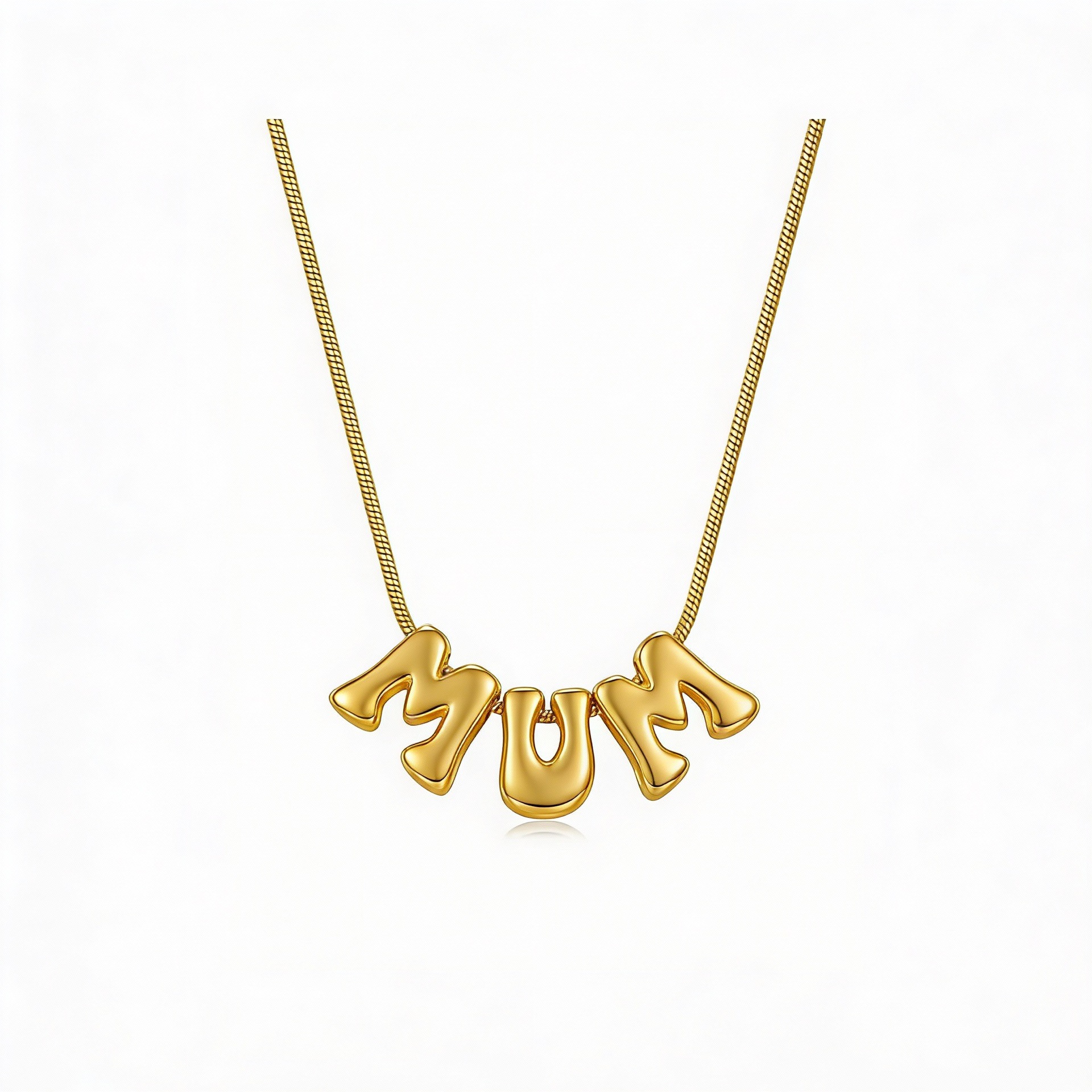 2:Glossy bubble mum snake bone necklace gold