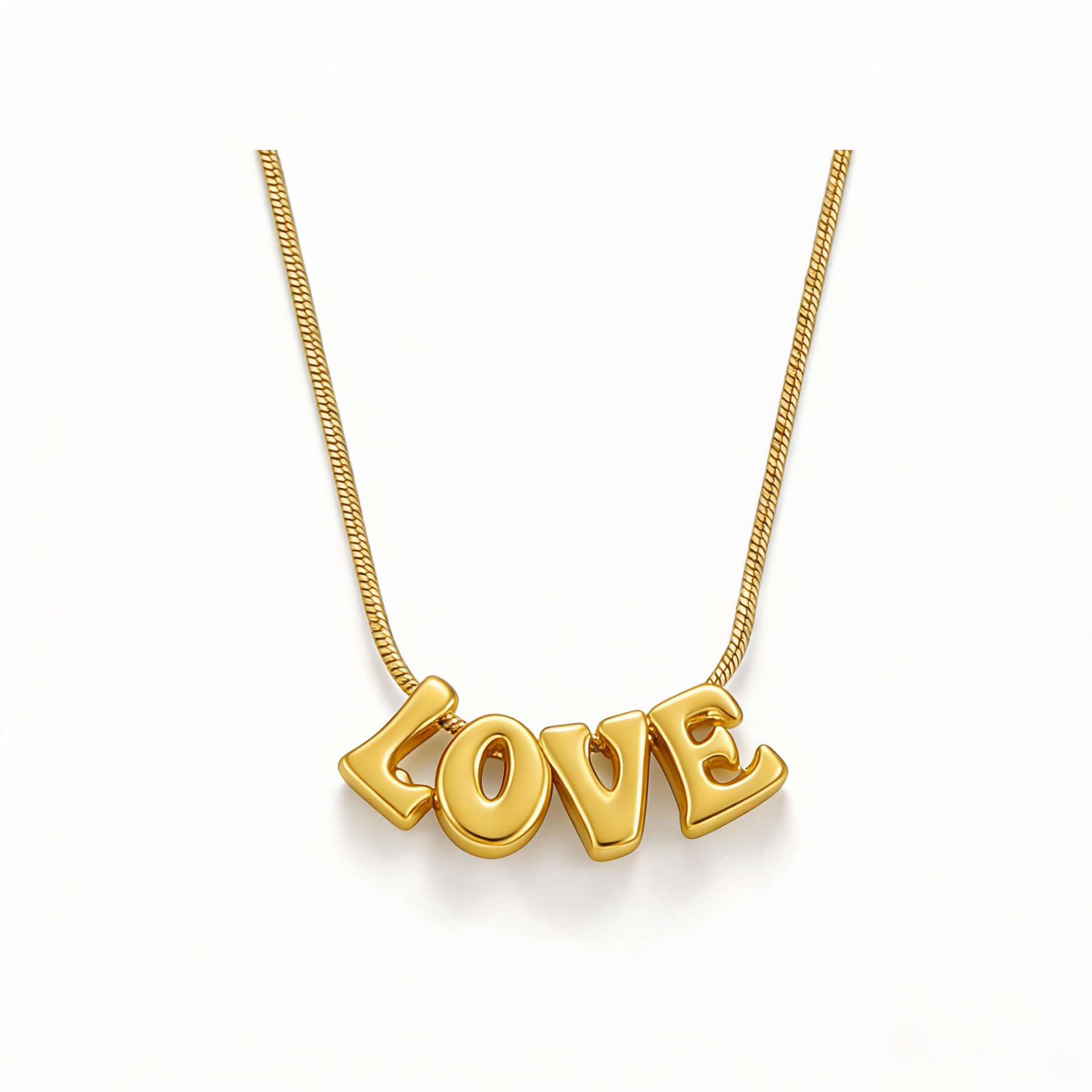 3:Glossy bubble love snake bone necklace gold