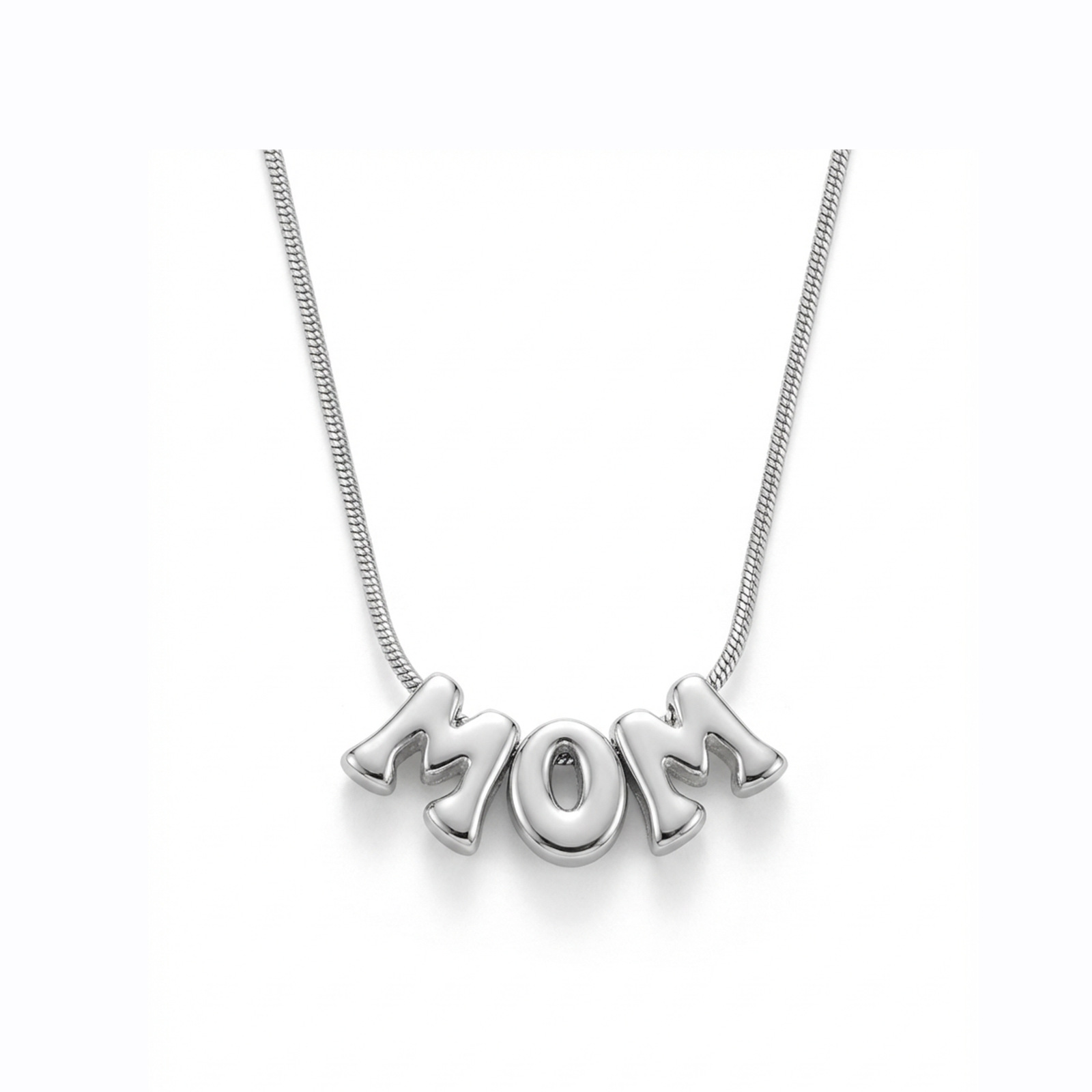 4:Glossy bubble mom snake bone necklace silver