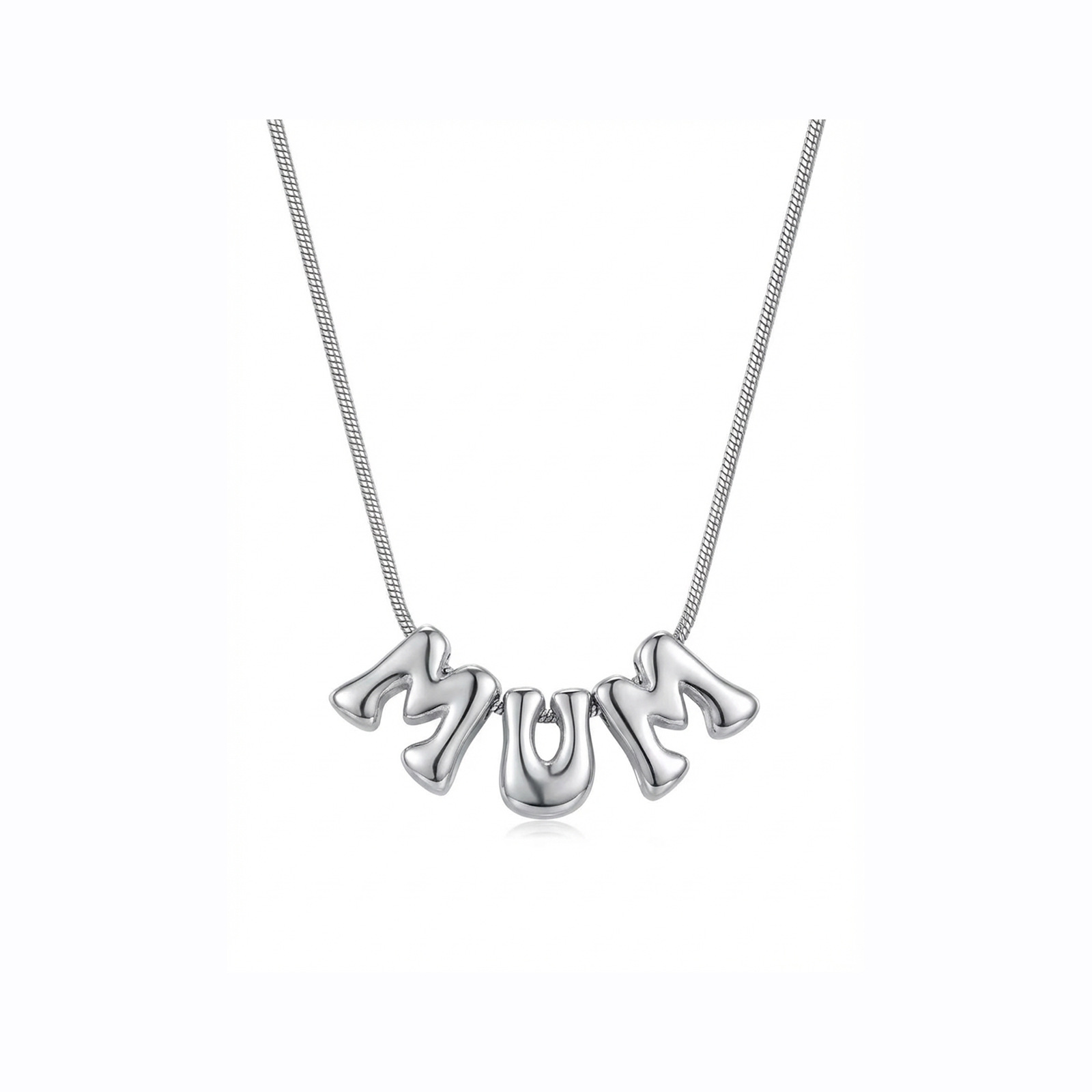 5:Glossy bubble mum snake bone necklace silver