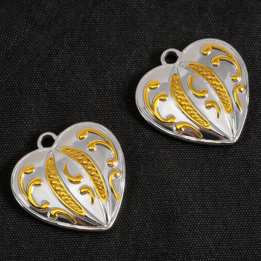 Curved grass pattern heart-19x19.5mm