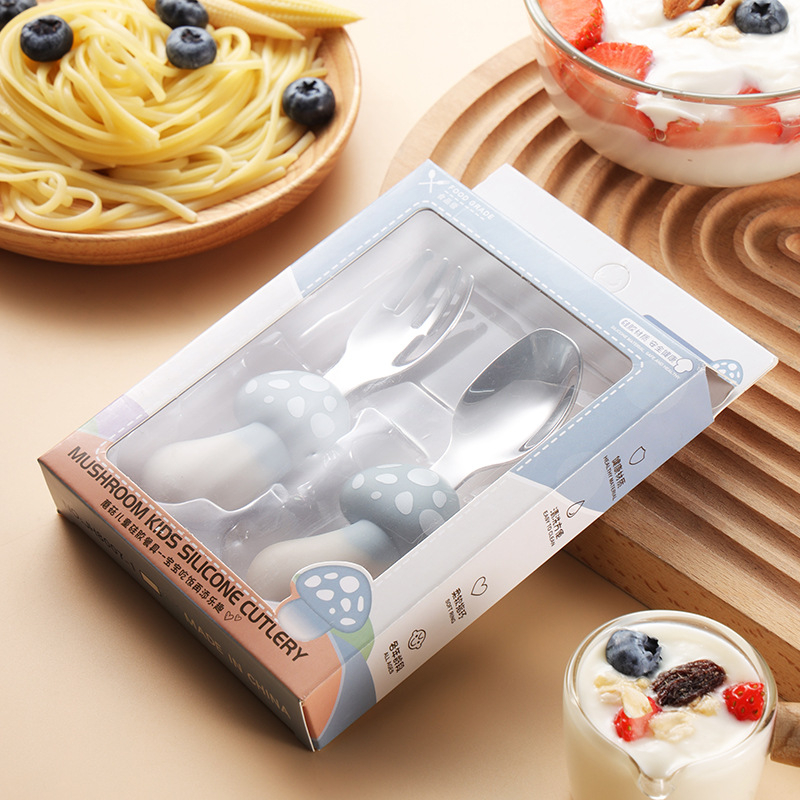 Blue Mushroom Fork spoon suit [box packaging]]