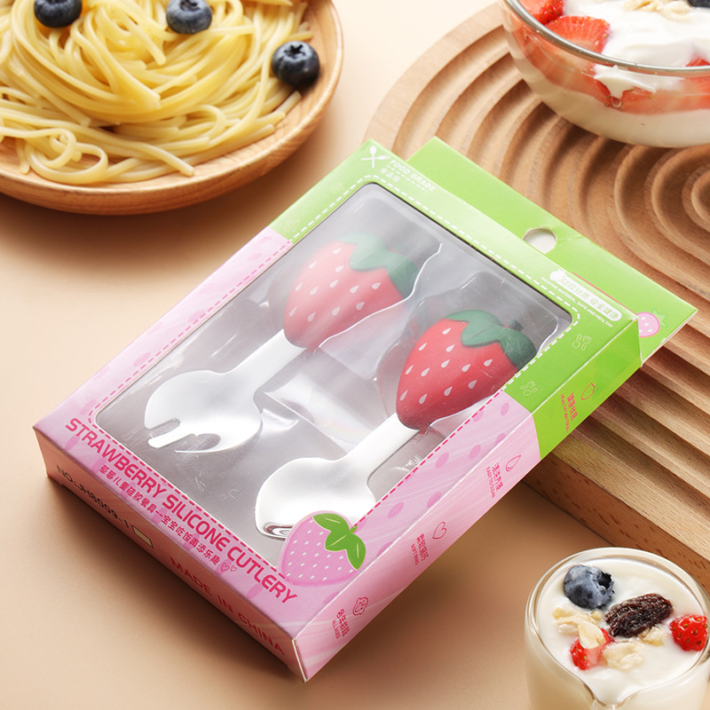 Red Strawberry Fork spoon suit [box packaging]]