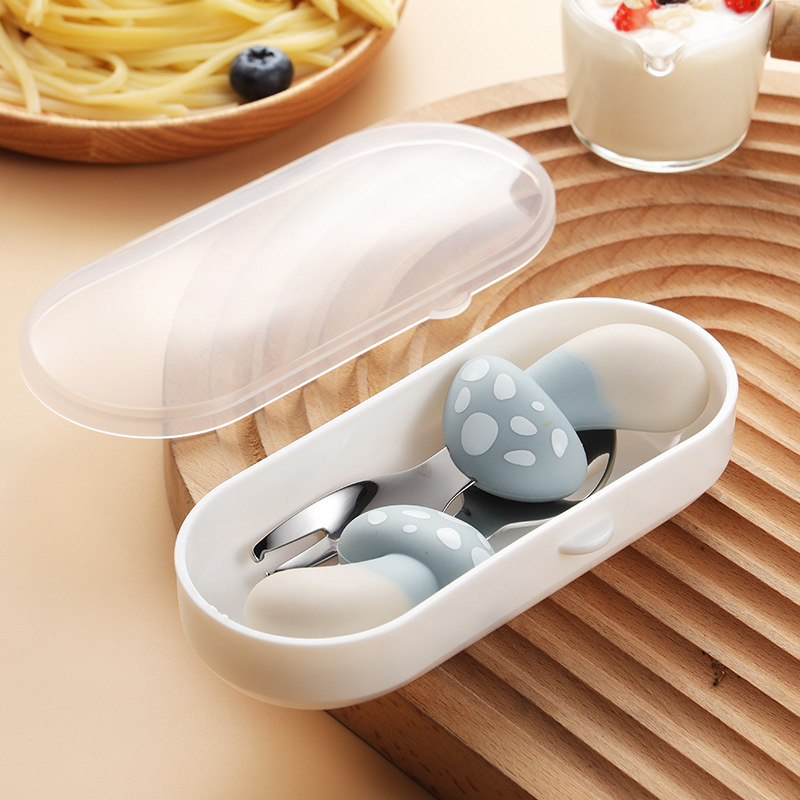 Blue Mushroom Fork spoon suit [transparent box packaging]]