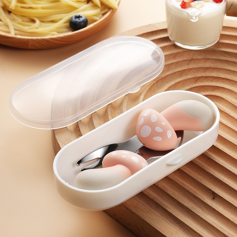 Pink Mushroom Fork spoon suit [transparent box packaging]]
