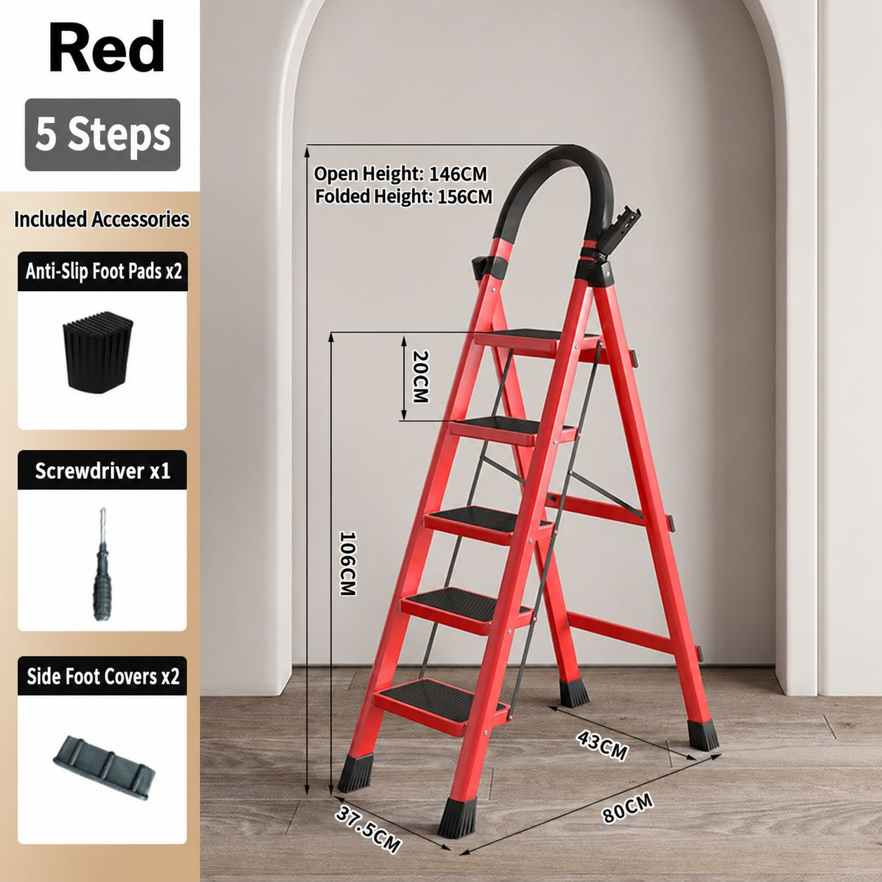 red, 5-step
