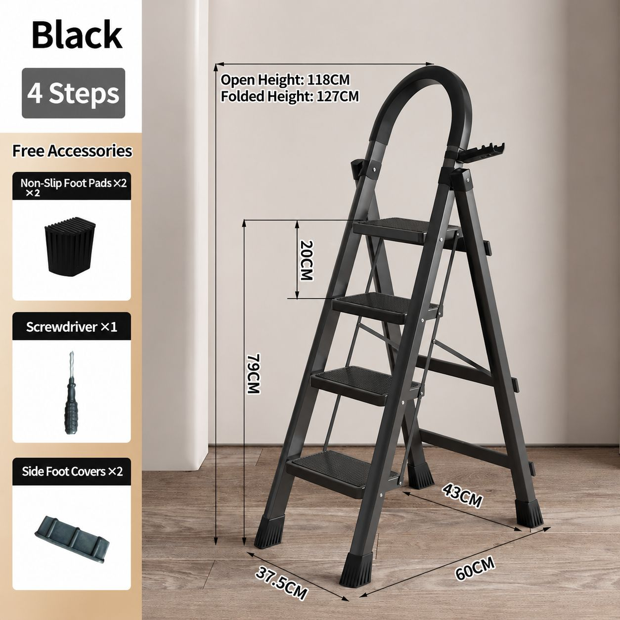 black, 4-step