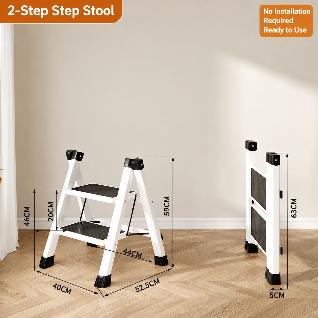 2-step, white (no handrail)