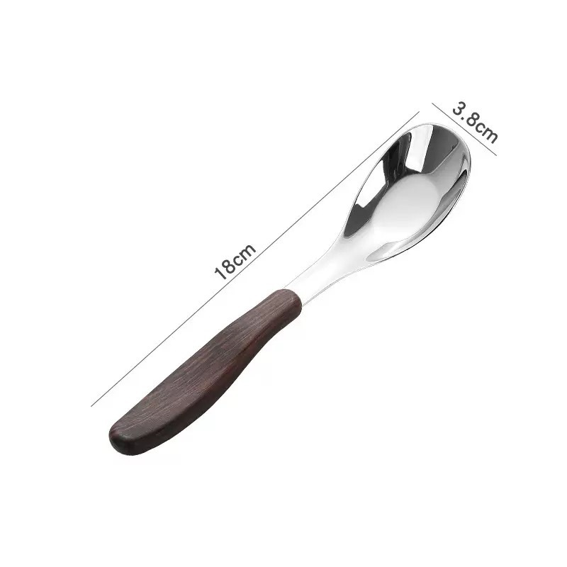 Imitation wood handle 304 large flat spoon