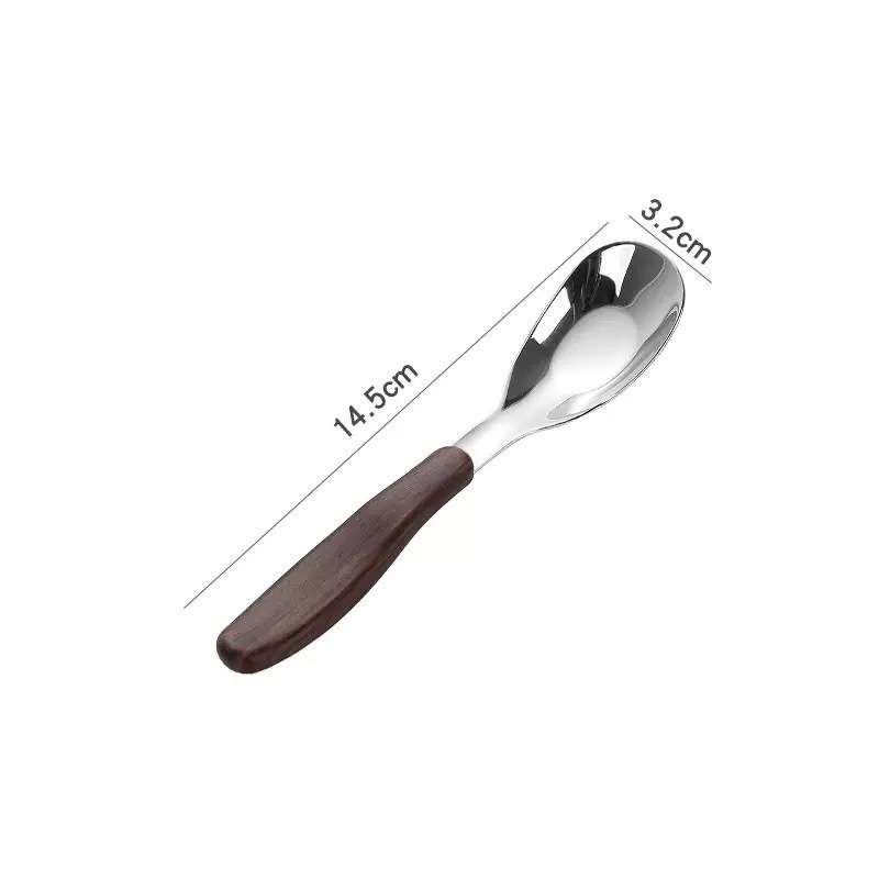 Imitation wood handle 304 small flat spoon