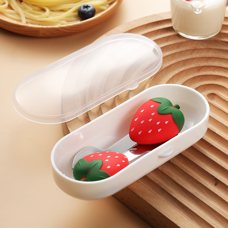 Red Strawberry Fork spoon suit [transparent box packaging]]