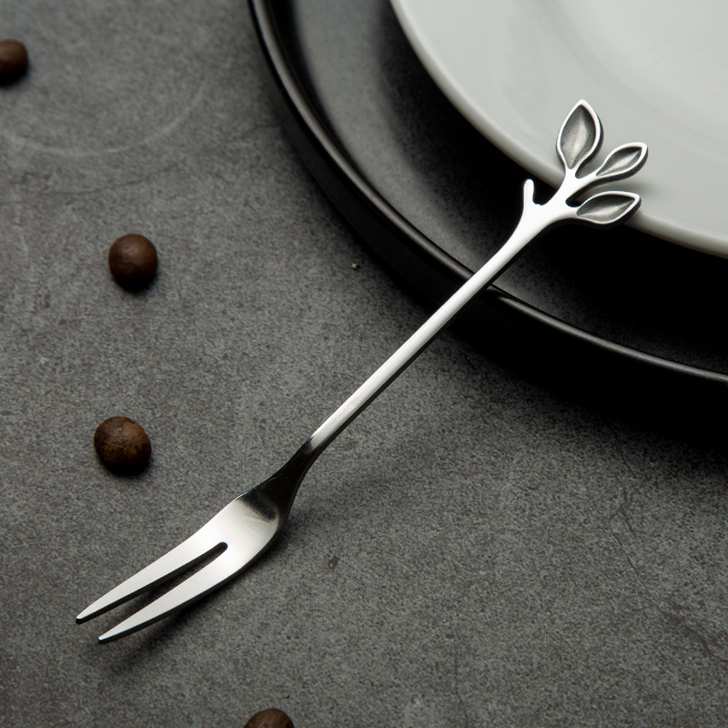 12cm leaves 2 forks - natural color [430 thick quality model]