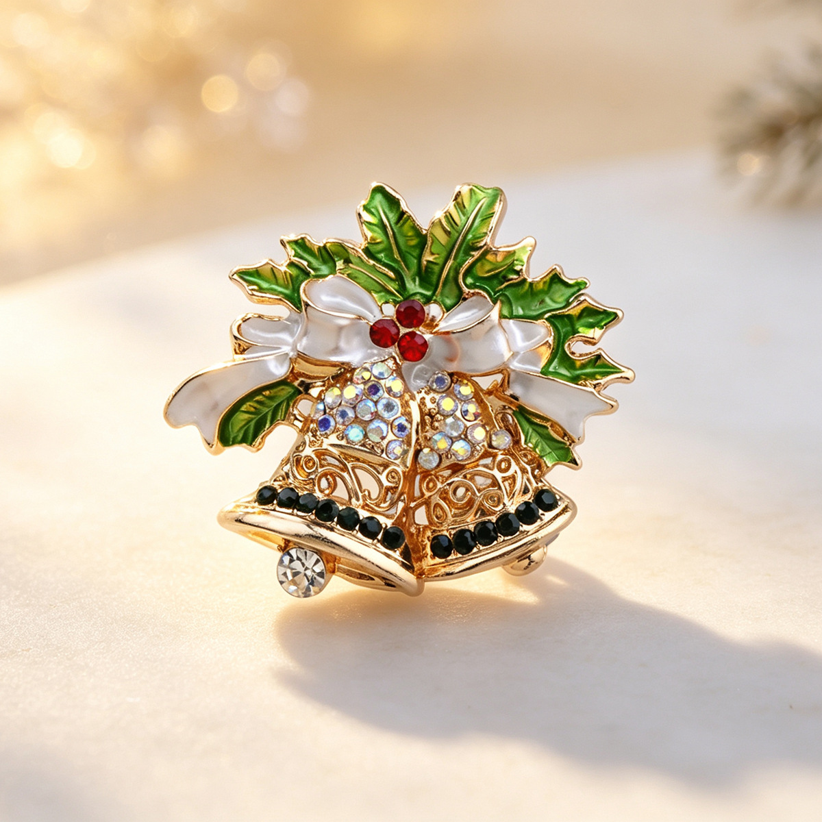 12:12 Christmas bell brooches