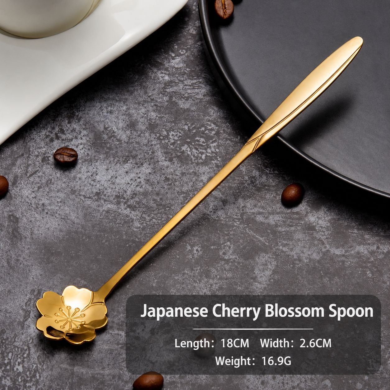 Long-Golden Sakura Spoon
