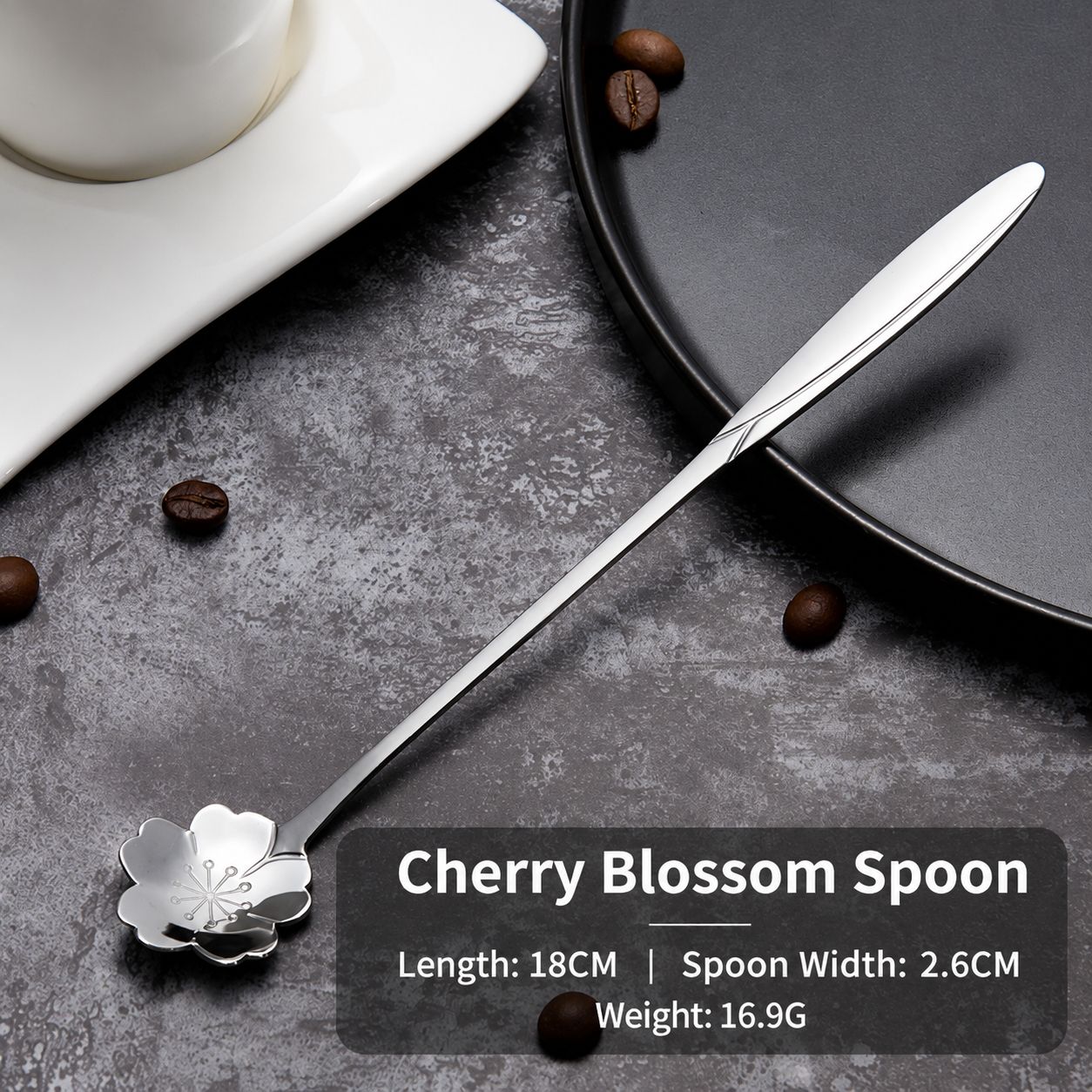 Long-silver cherry blossom spoon