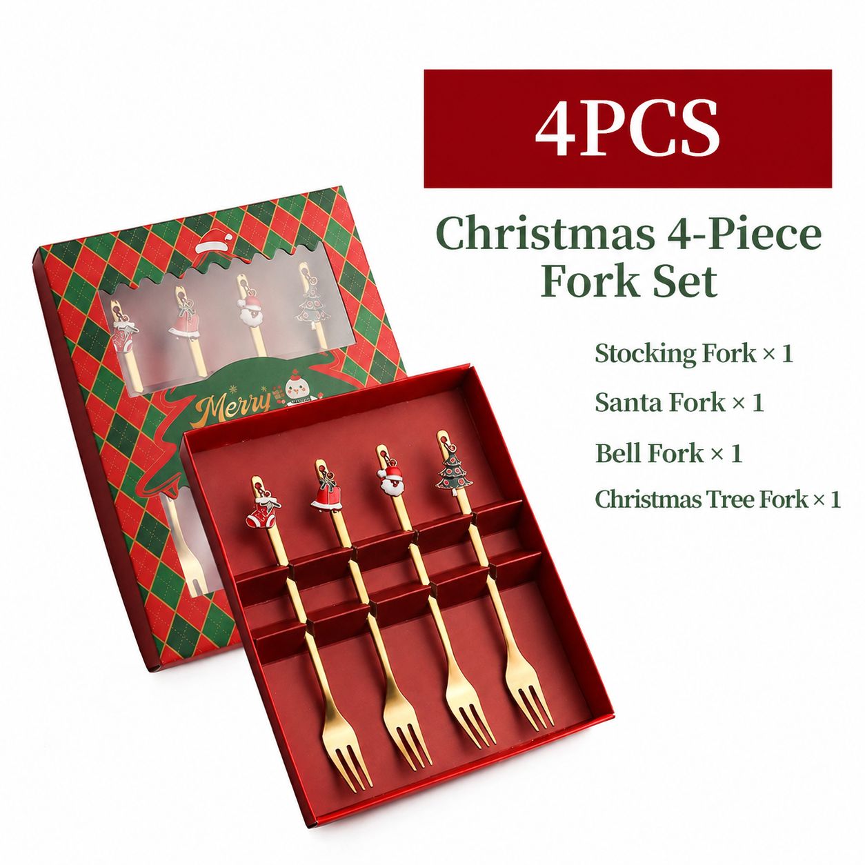 430 gold christmas pendant fork [4 forks red box]