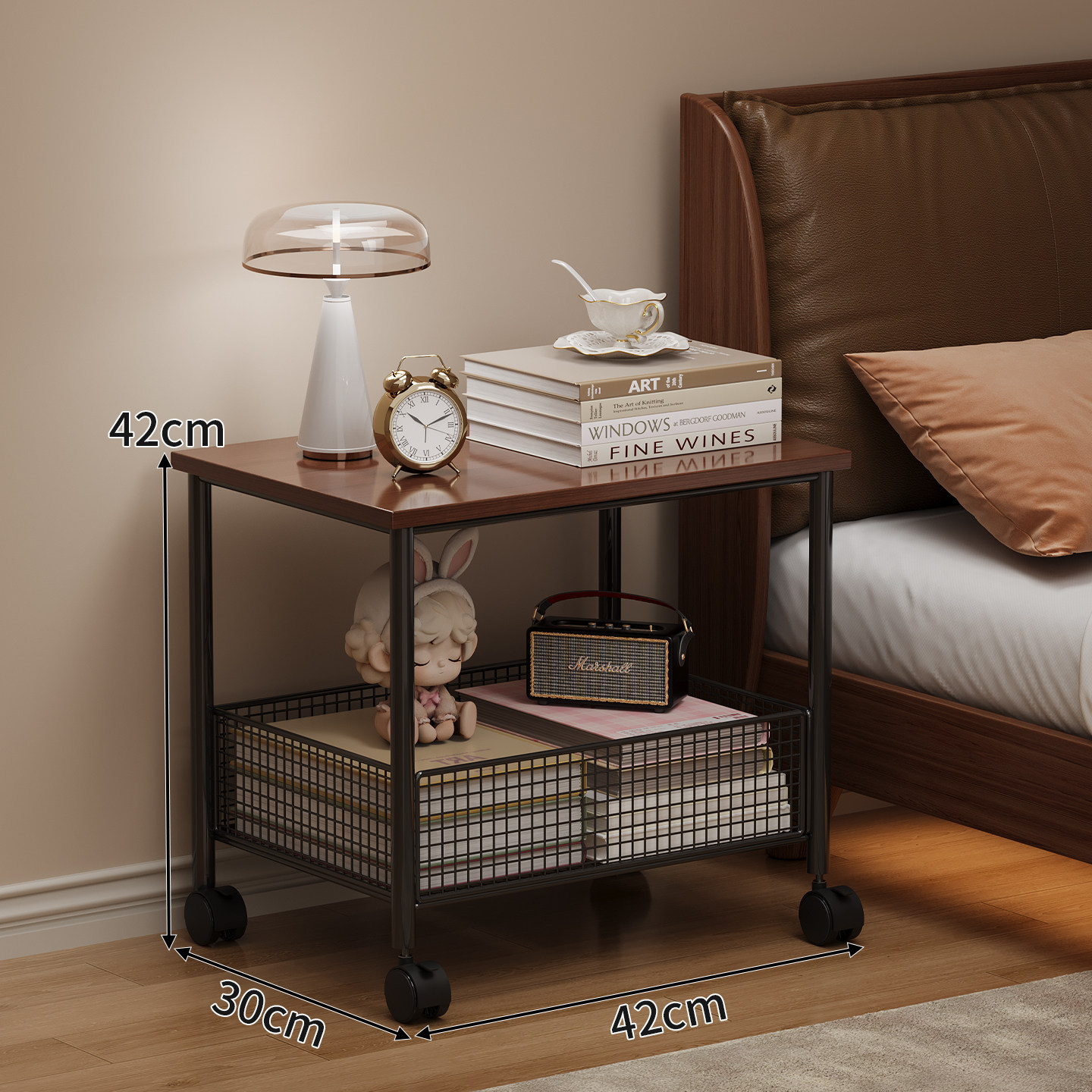 Black frame double layer [mobile model] walnut color plate