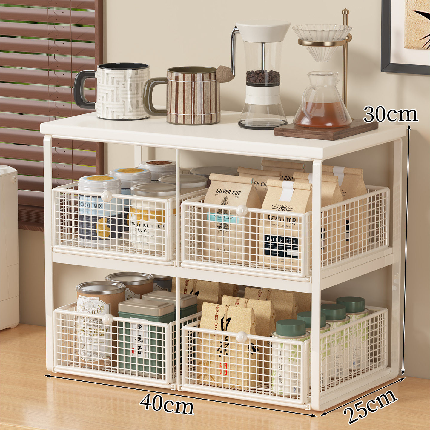 Upgraded model - white frame + white board [four drawers]
