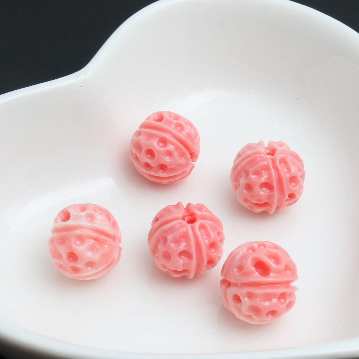 6:Watermelon red carved beads 9*13mm