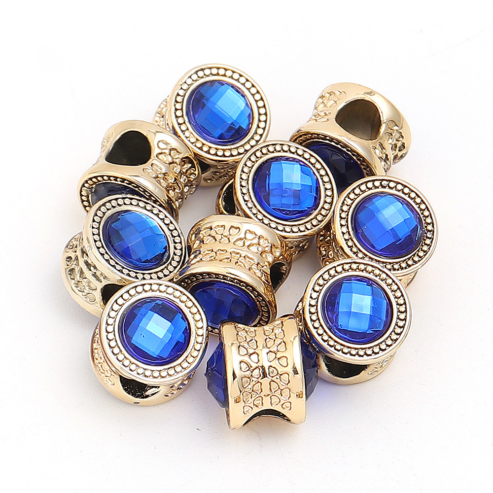 Royal blue, double-sided, diamond-studded