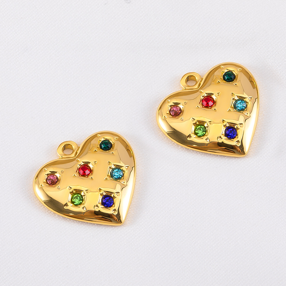 14:Heart-shaped rhinestone embellishment - mixed colors - 15x15mm