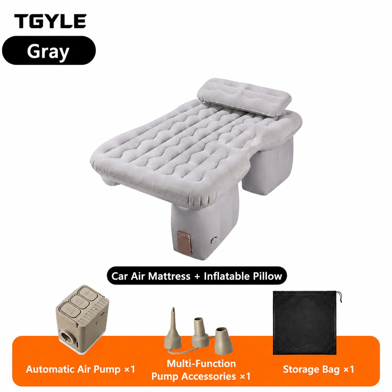 Self-inflating, tiger stripe pattern, gray, self-leveling