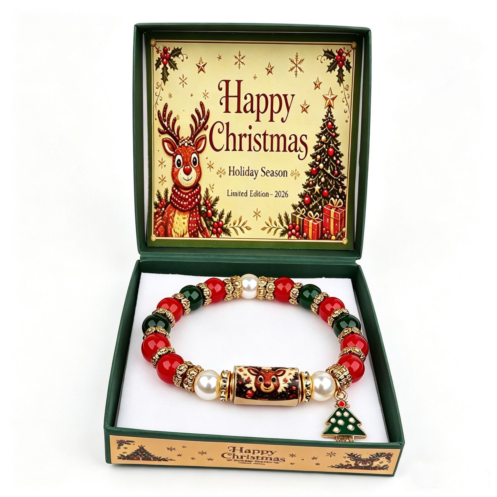 Christmas Reindeer Bracelet + Card + Box