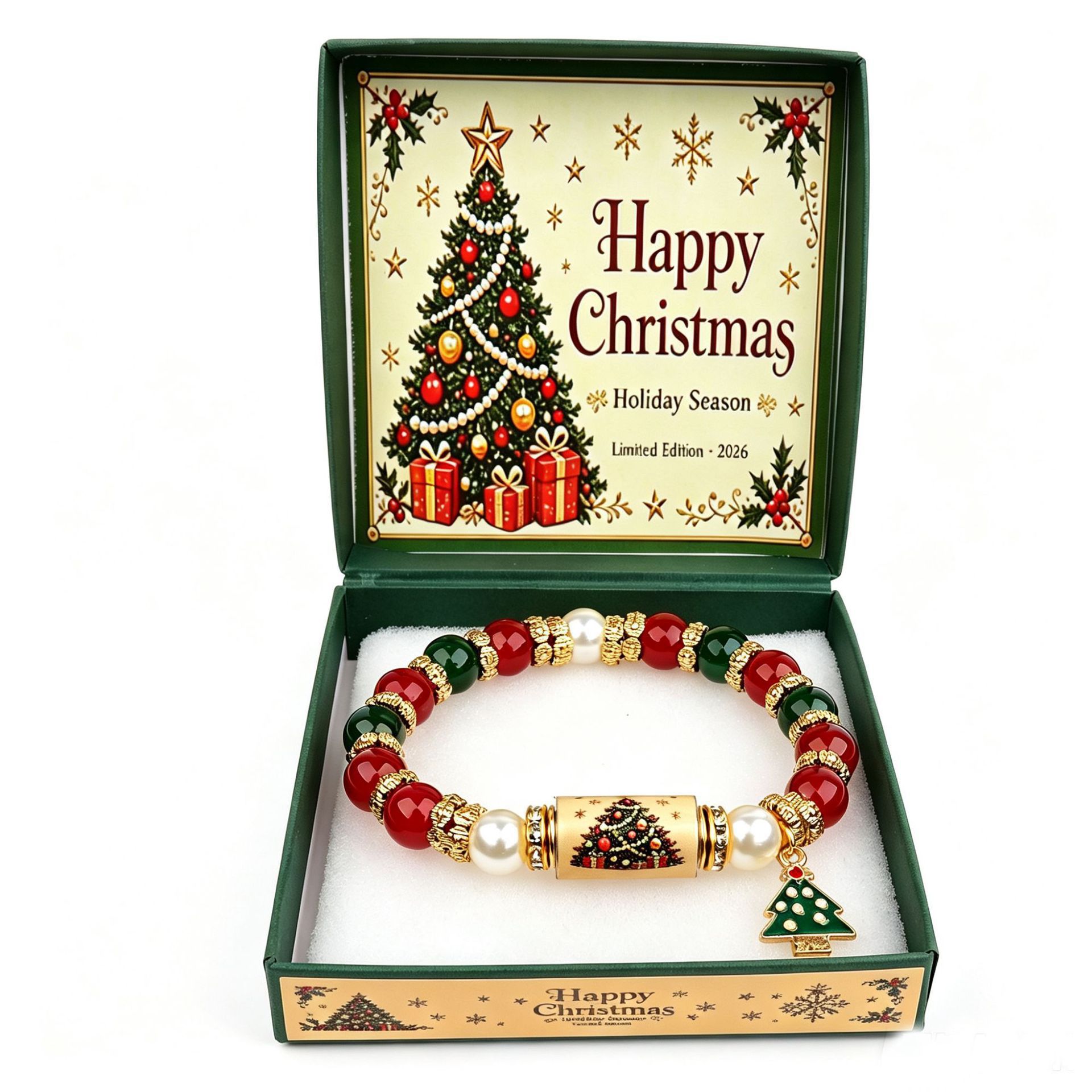 Christmas tree bracelet + card + box