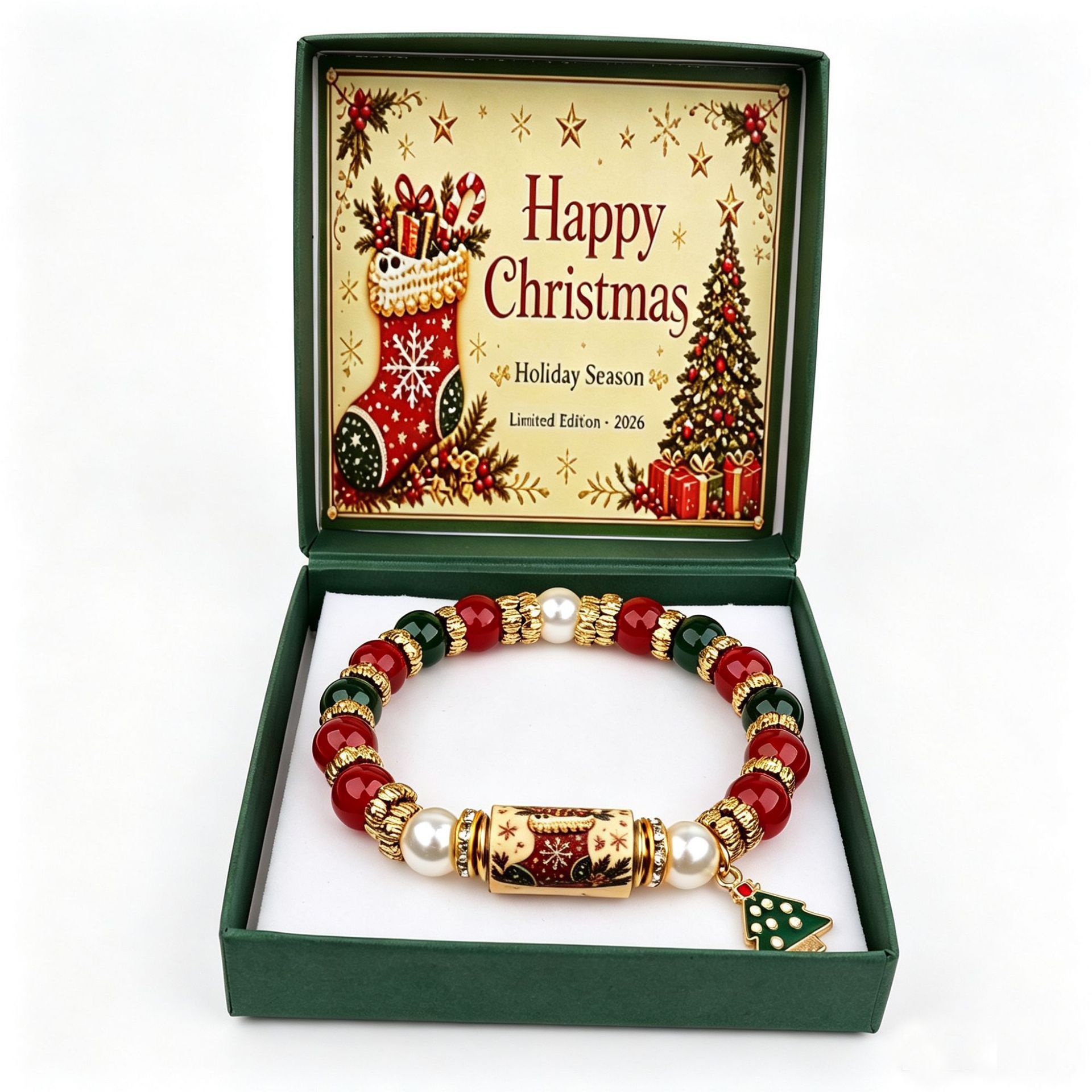 Christmas stocking bracelet + card + box