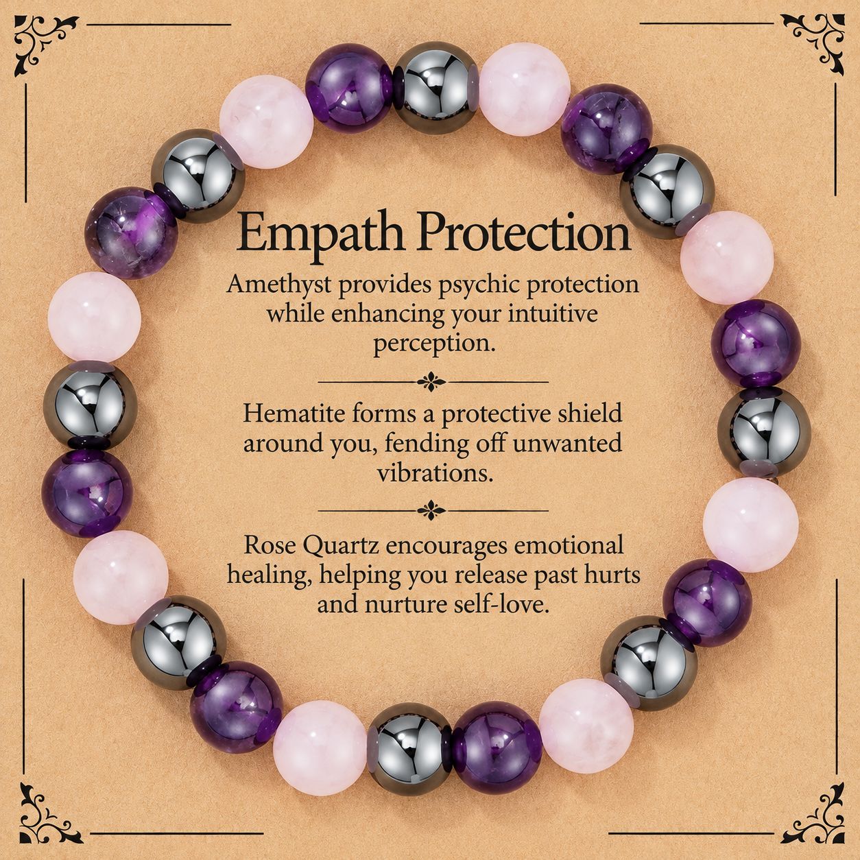 Rose Quartz   Amethyst   Black Gallstone