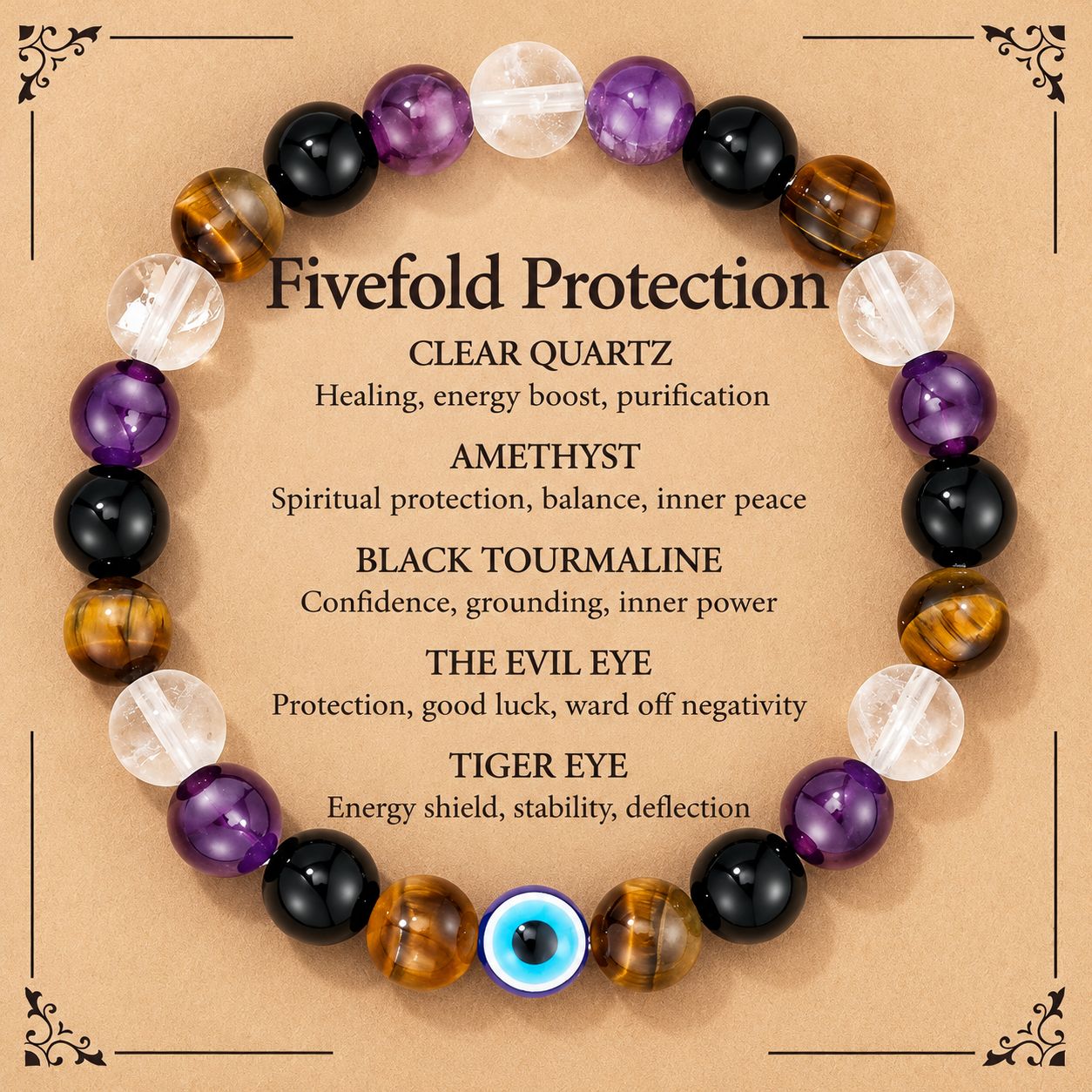 Obsidian   Tiger's Eye   Amethyst   White Cry