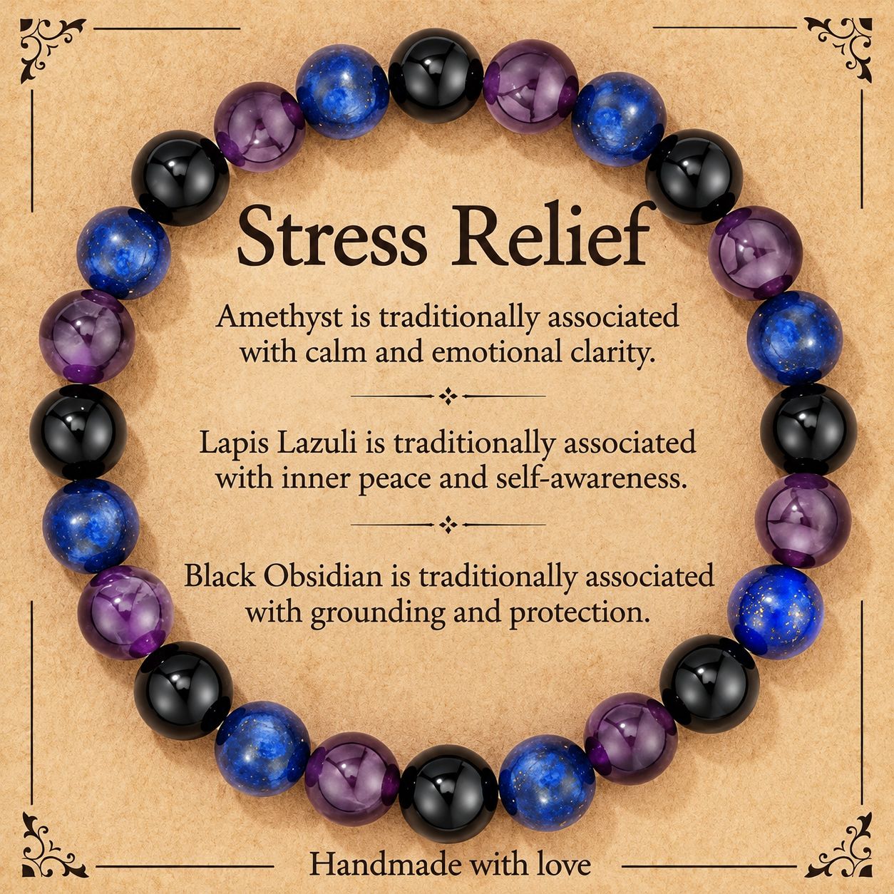 Lapis lazuli   amethyst   black agate