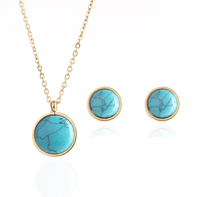 Ensembles de bijoux en acier inoxydable turquoise