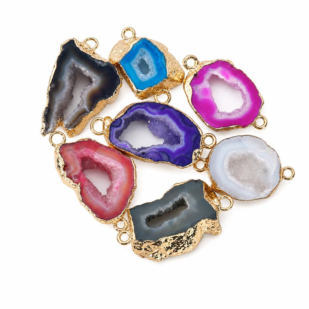 Natural Agate Druzy Connector
