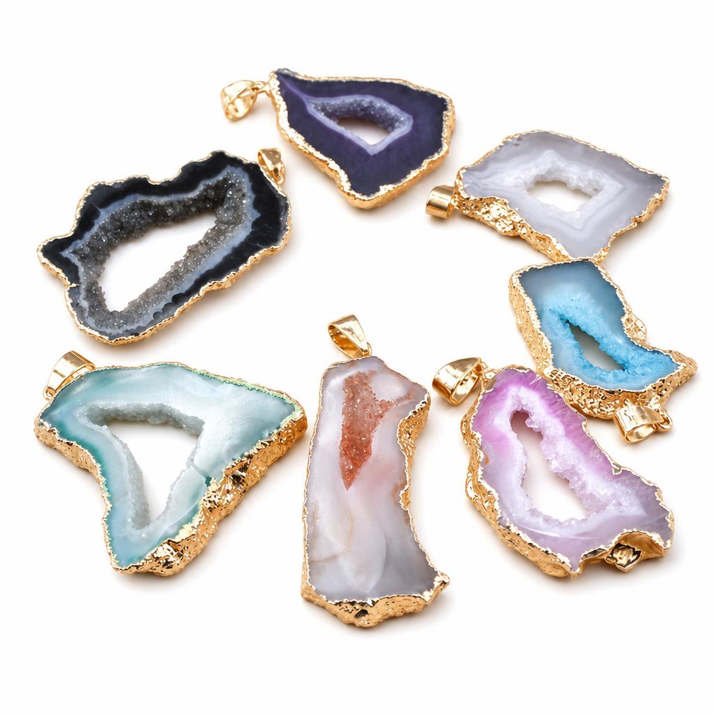 Natural Agate Pendentif Druzy