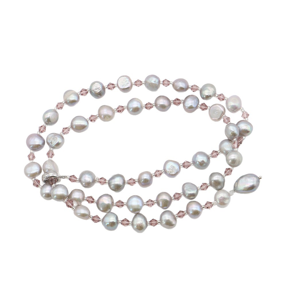 Cristal Perlas de agua dulce del suéter del collar