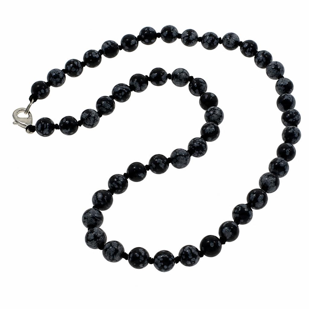 Collier obsidienne flocon de neige