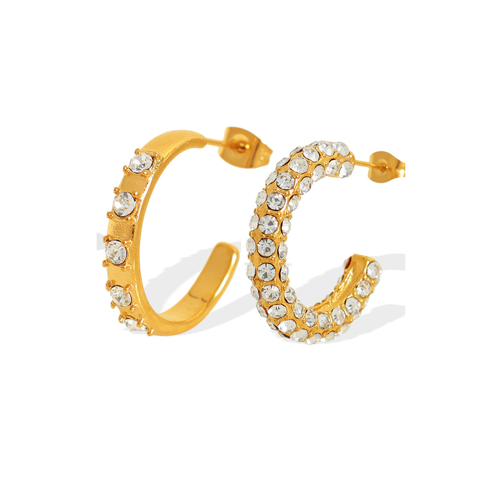 Stainless Steel Rhinestone Stud Earrings